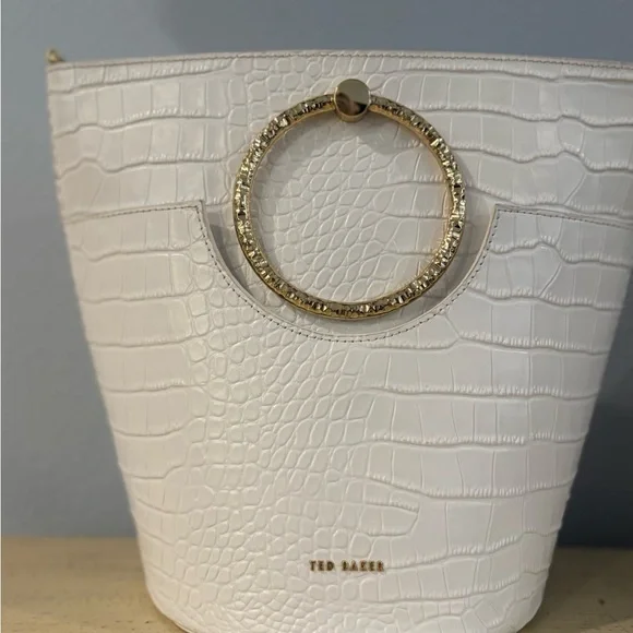 Ted Baker White Croc-Embossed Tote Bag with Gold Accents - Picture 7 of 16